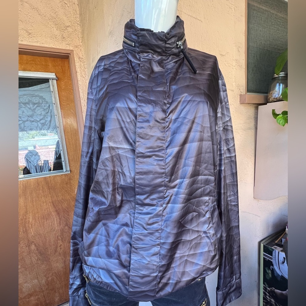 NWT HELMUT LANG Grey geo mountain plain windbreaker Small